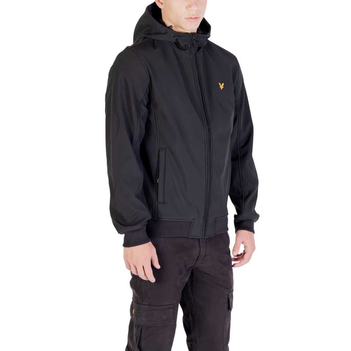 Lyle & Scott — Men’s black hooded softshell jacket — view 4