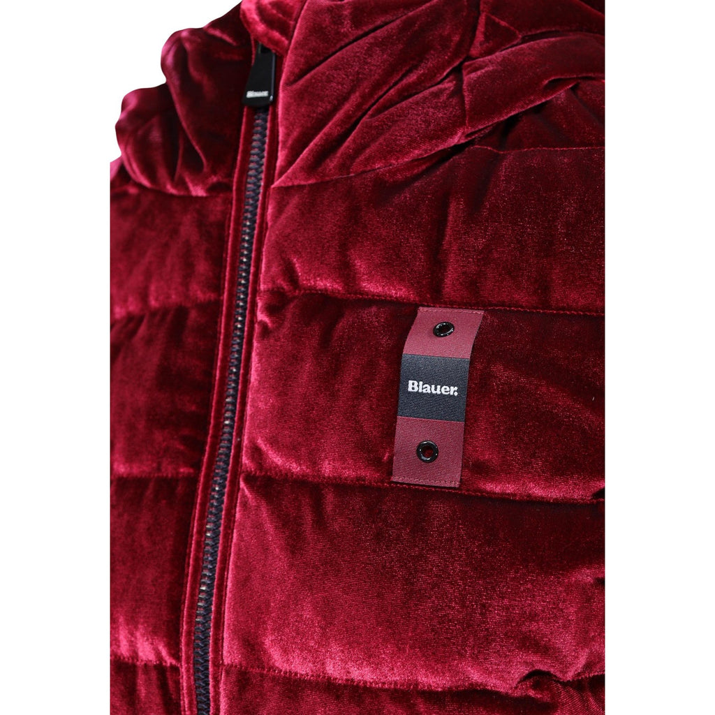 Blauer — Velly down jacket in burgundy velvet for women — view 4