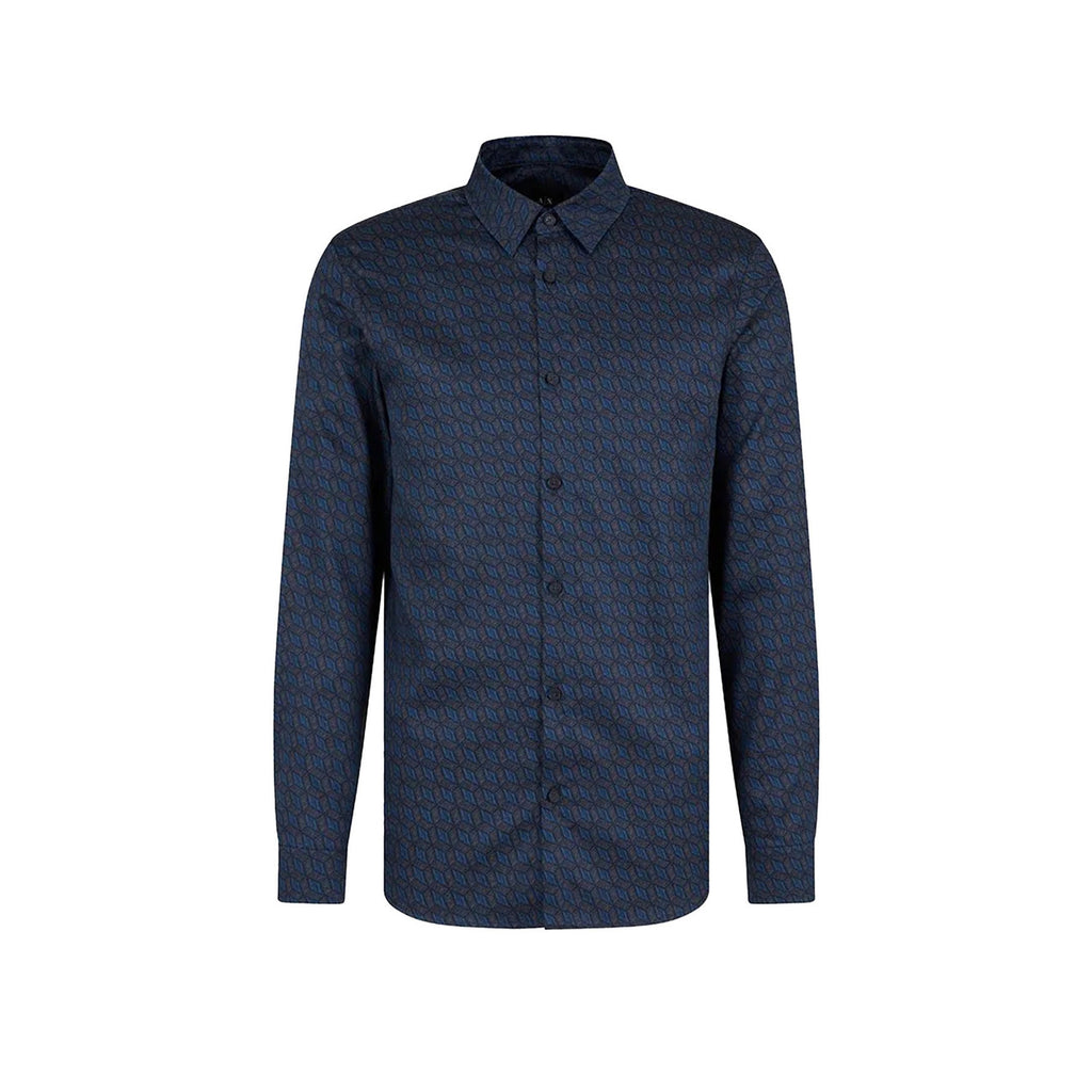 Armani Exchange — Chemise en coton bleue homme