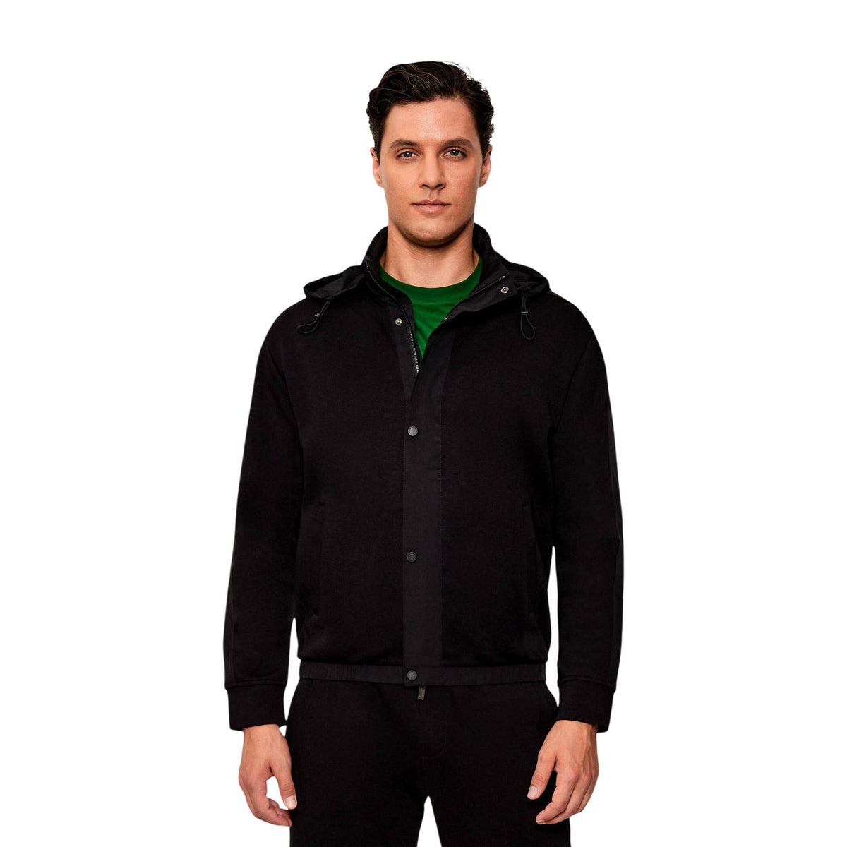 Armani Exchange — Zwarte hoodie met 3/4-mouwen voor heren — afbeelding 4