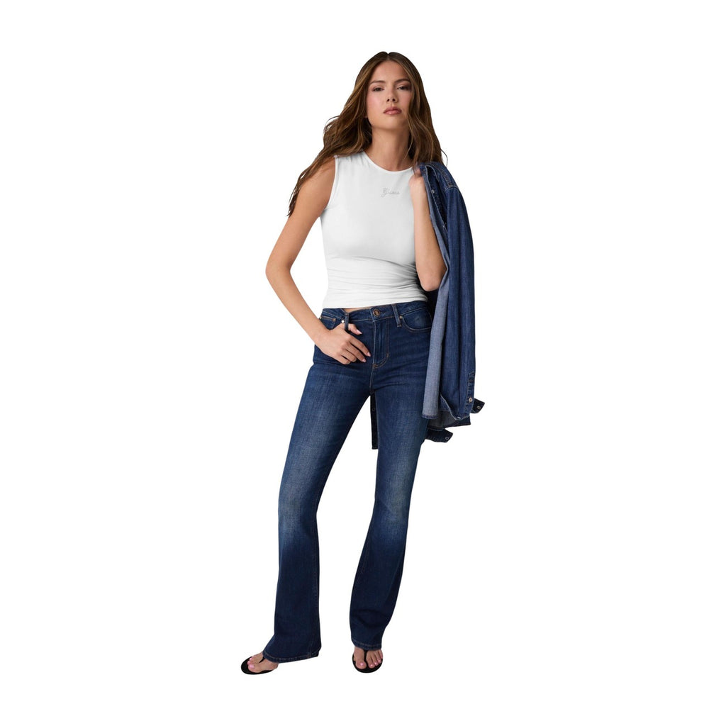 Guess — Ärmelloses Damen-Top mit Mini-Logo, weiß — Ansicht 3