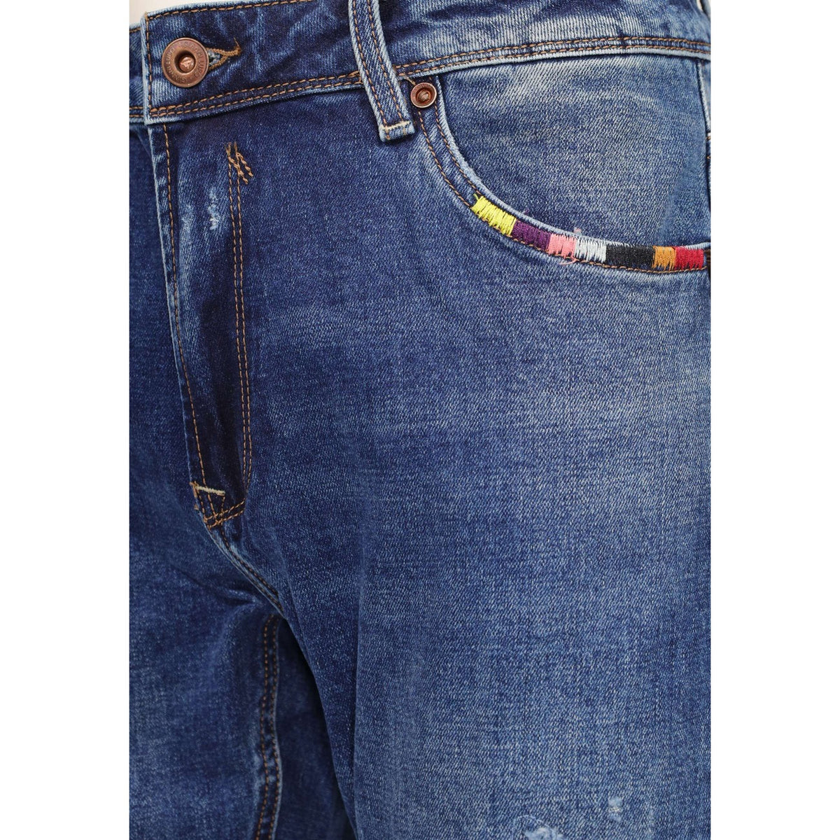 Gianni Lupo — Men's Blue Regular Slim Fit Bruce Jeans — view 3