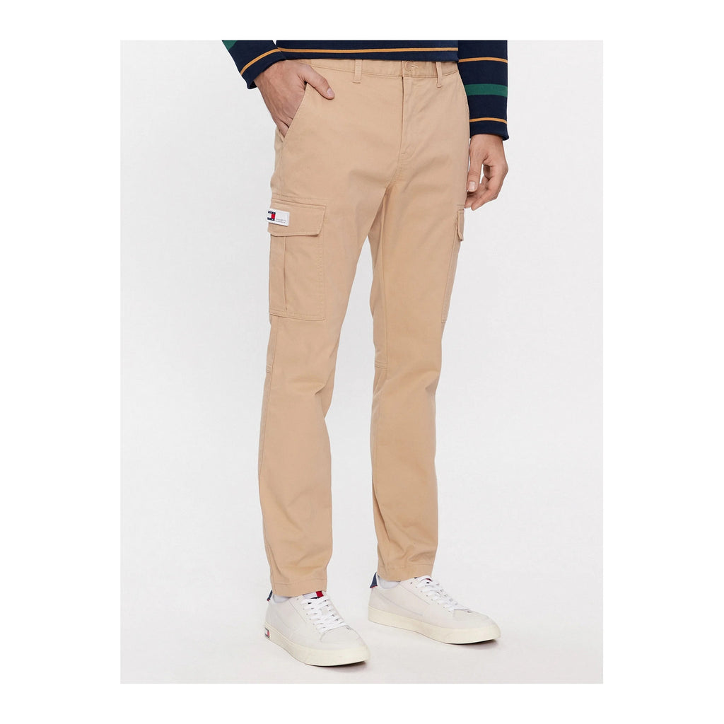 Tommy Jeans — Pantalon beige en coton stretch homme — vue 2