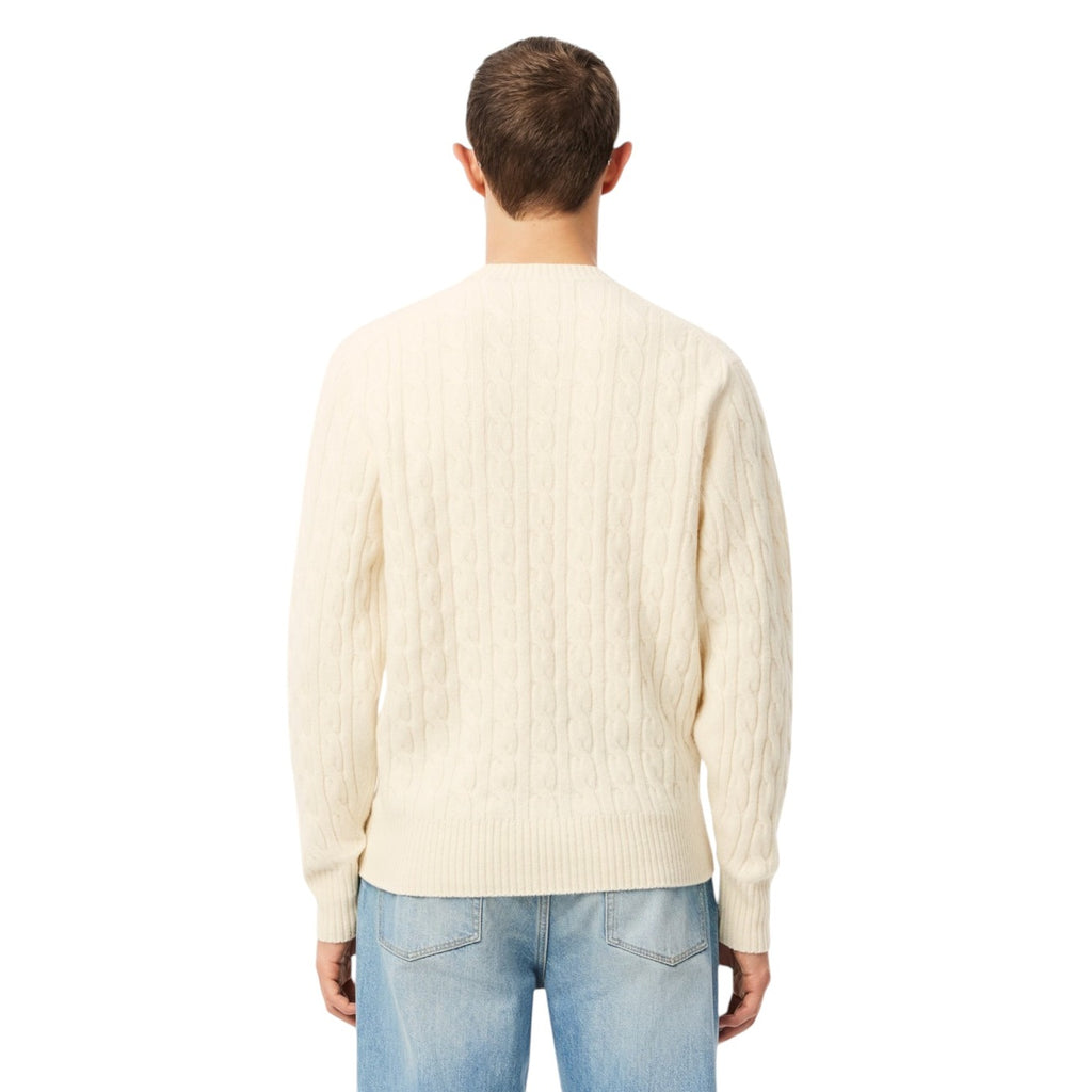 Lacoste — Men's AH2924 white cable-knit wool sweater — view 5