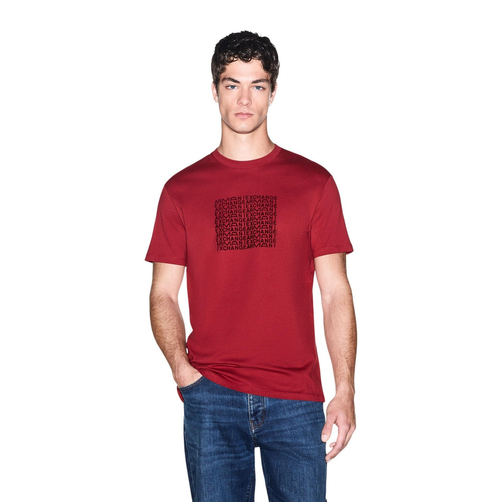 Armani Exchange — Men's red printed cotton T-shirt