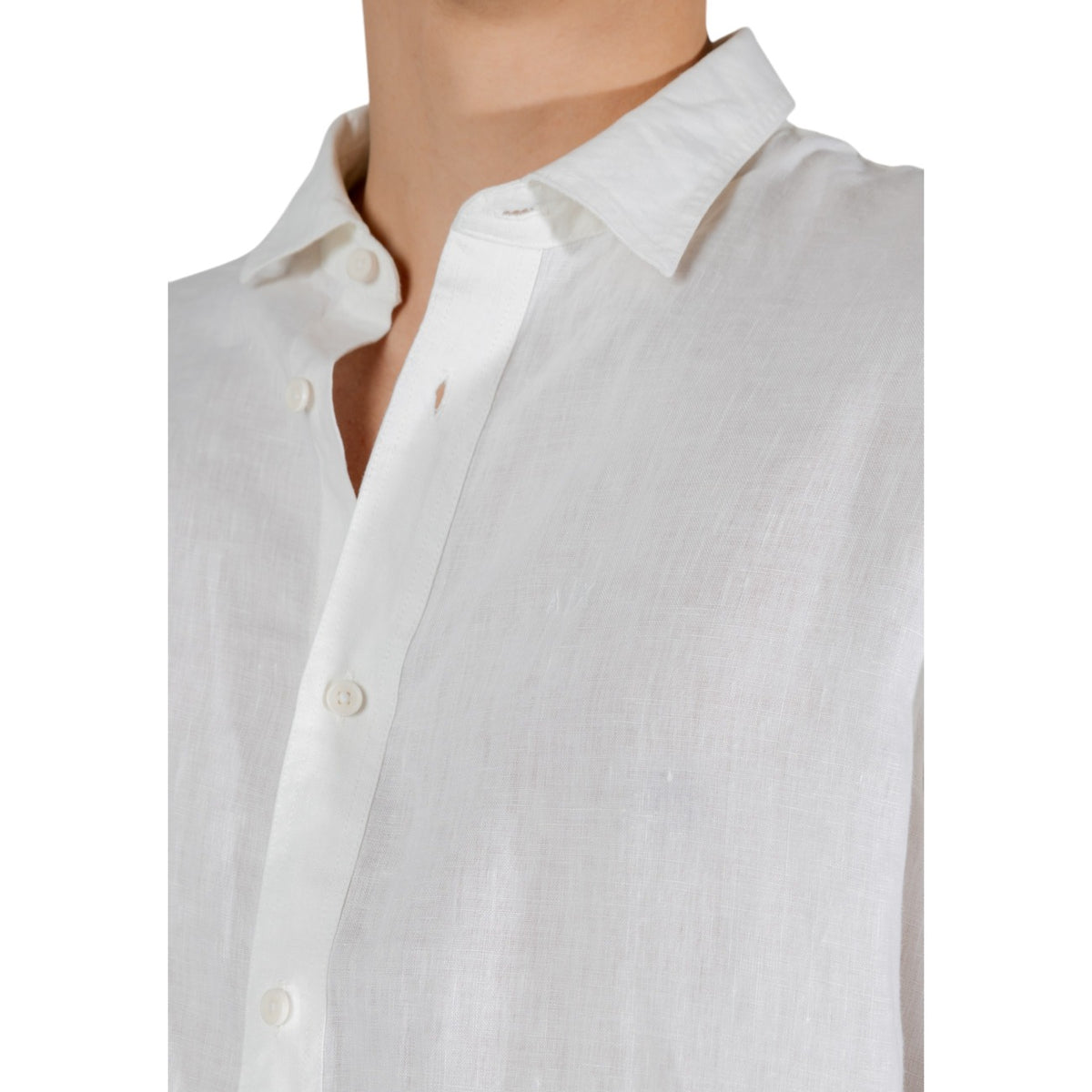 Armani Exchange — Chemise en lin XM001221 blanche homme — vue 5