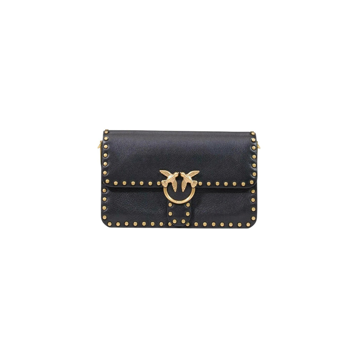 Pinko — Tasche Love One Slouchy Studs Smal aus Leder schwarz für Damen