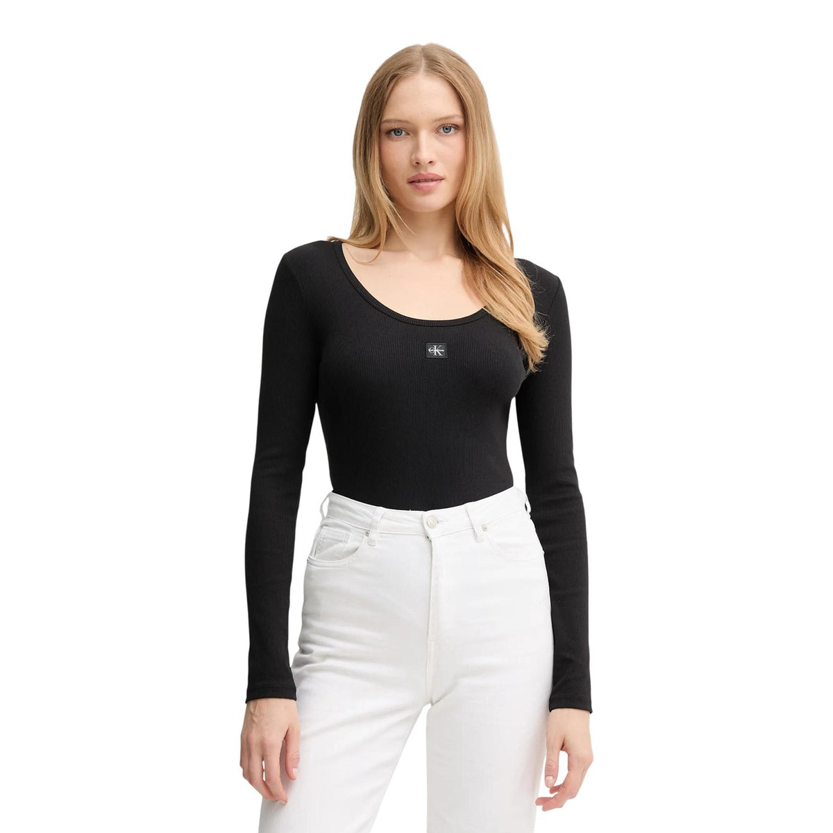 Calvin Klein Jeans — T-shirt manches longues noir stretch femme