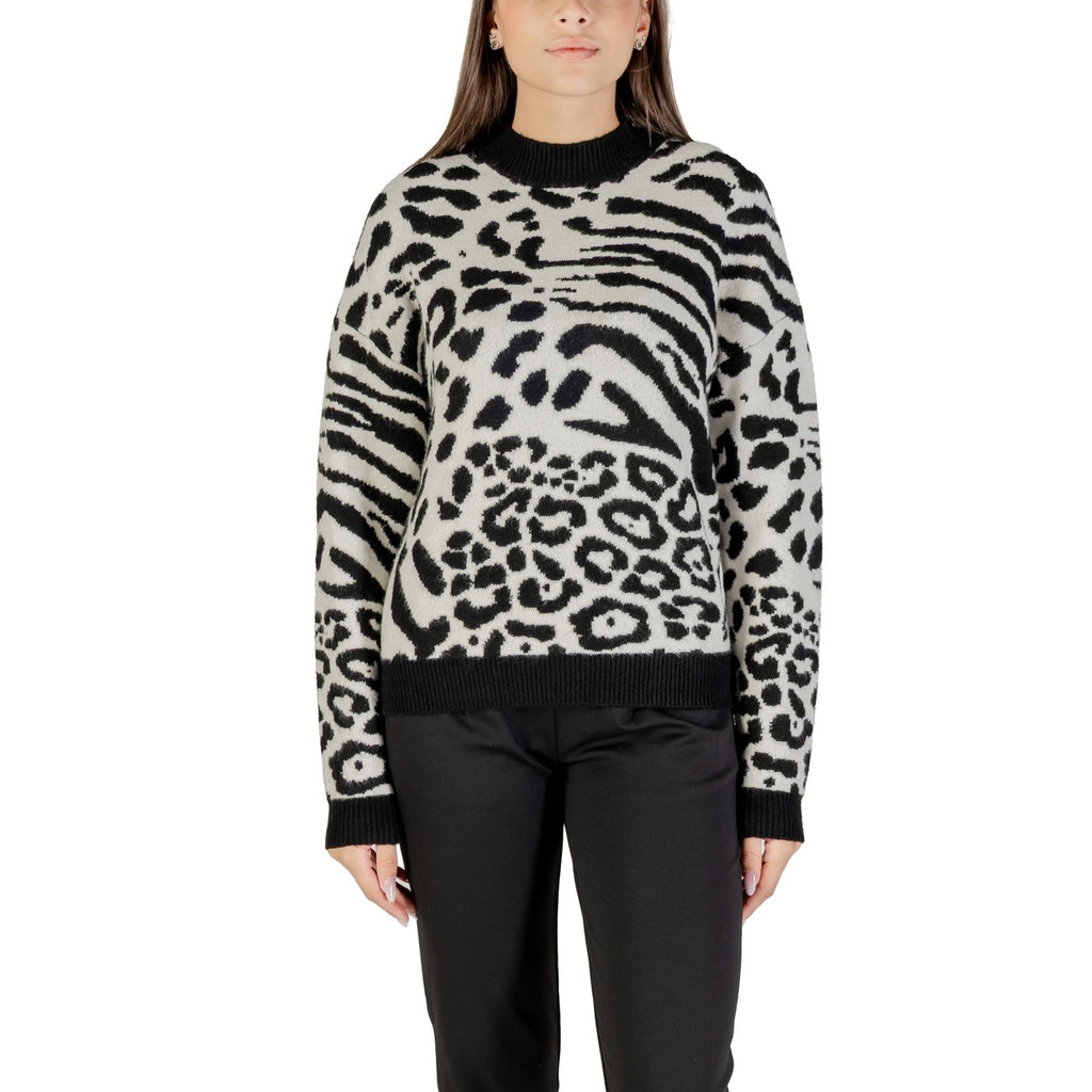 Morgan — Pull blanc à motif léopard femme