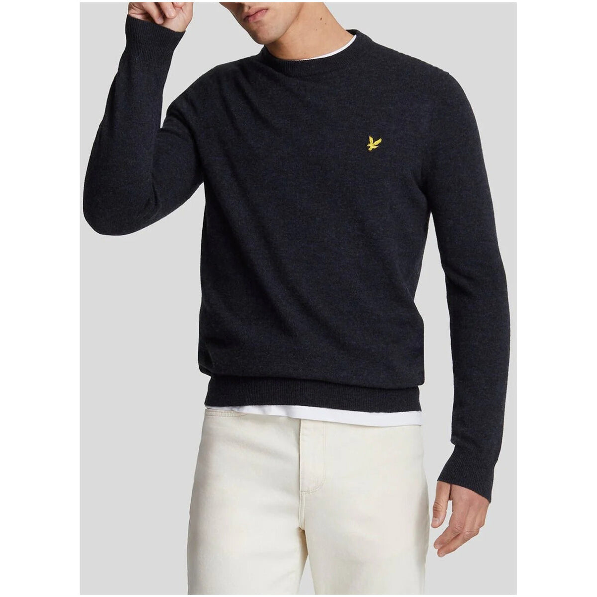 Lyle & Scott — Pull beige chiné en laine mélangée homme — vue 6