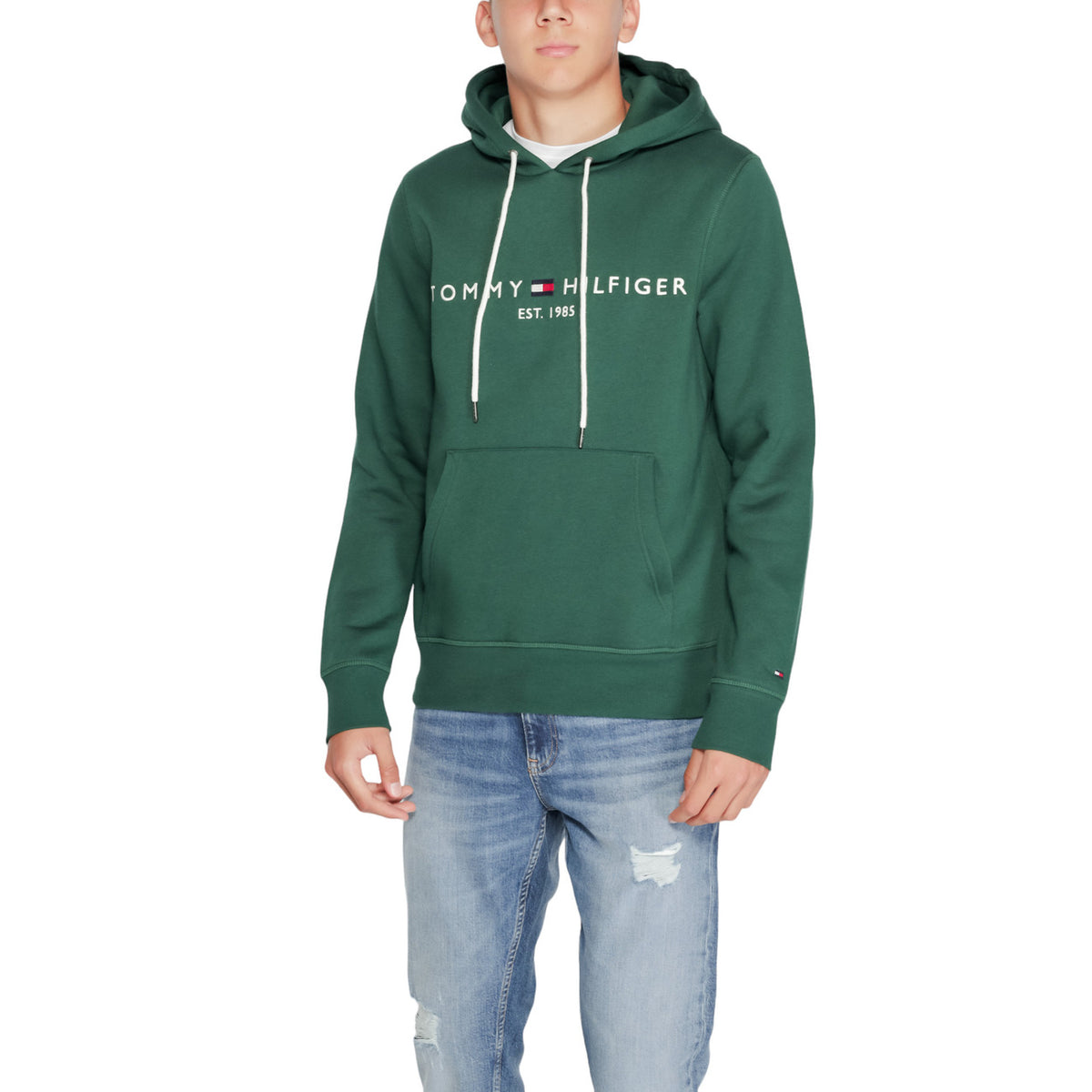 Tommy Hilfiger — Sweat à capuche MW0MW11599 vert homme — vue 4