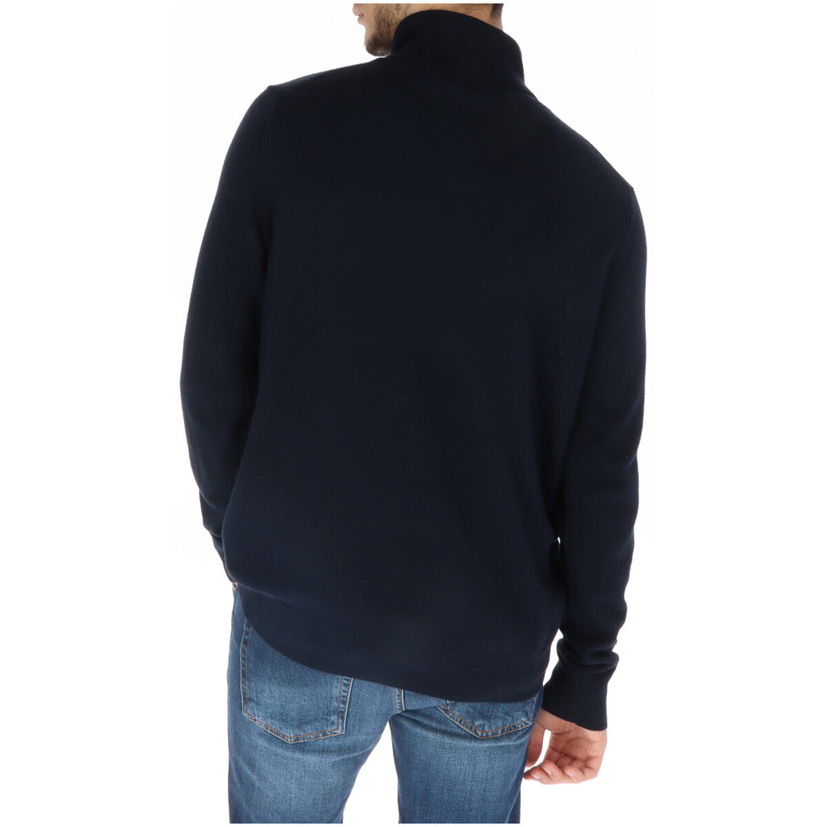 Lyle & Scott — Pull col montant bleu coton et laine mérinos homme — vue 2
