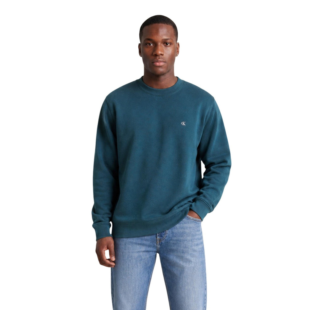 Calvin Klein Jeans — Pull LS EZ Cotton Crewneck vert homme