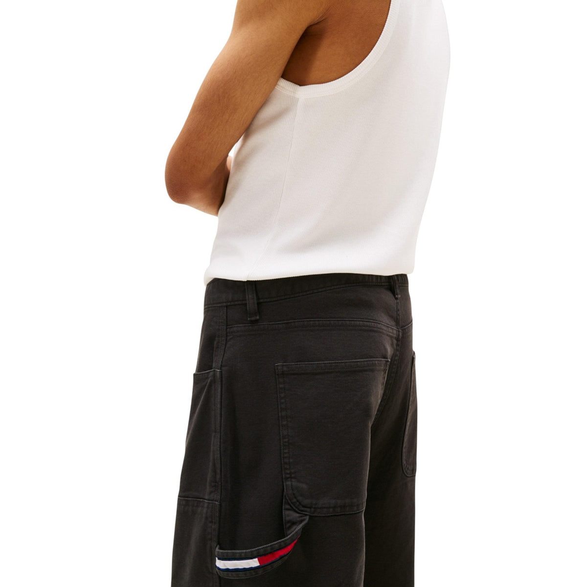 Tommy Jeans — Pantalon DM0DM21703 noir en coton stretch homme — vue 5