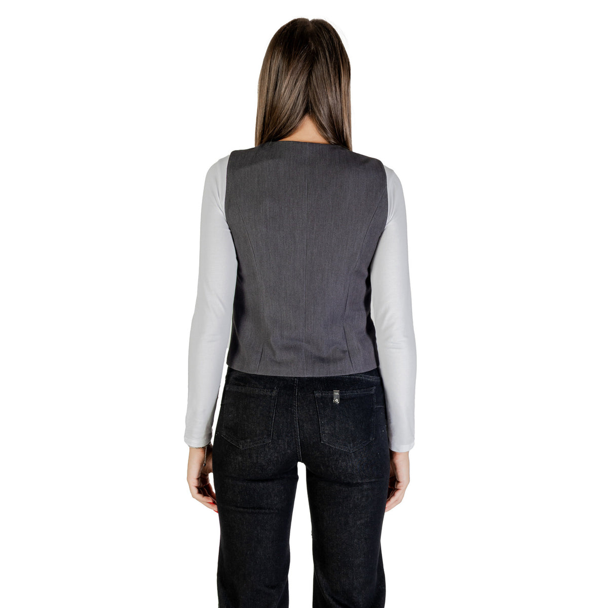 Only — Gilet boutonné col V gris femme — vue 2