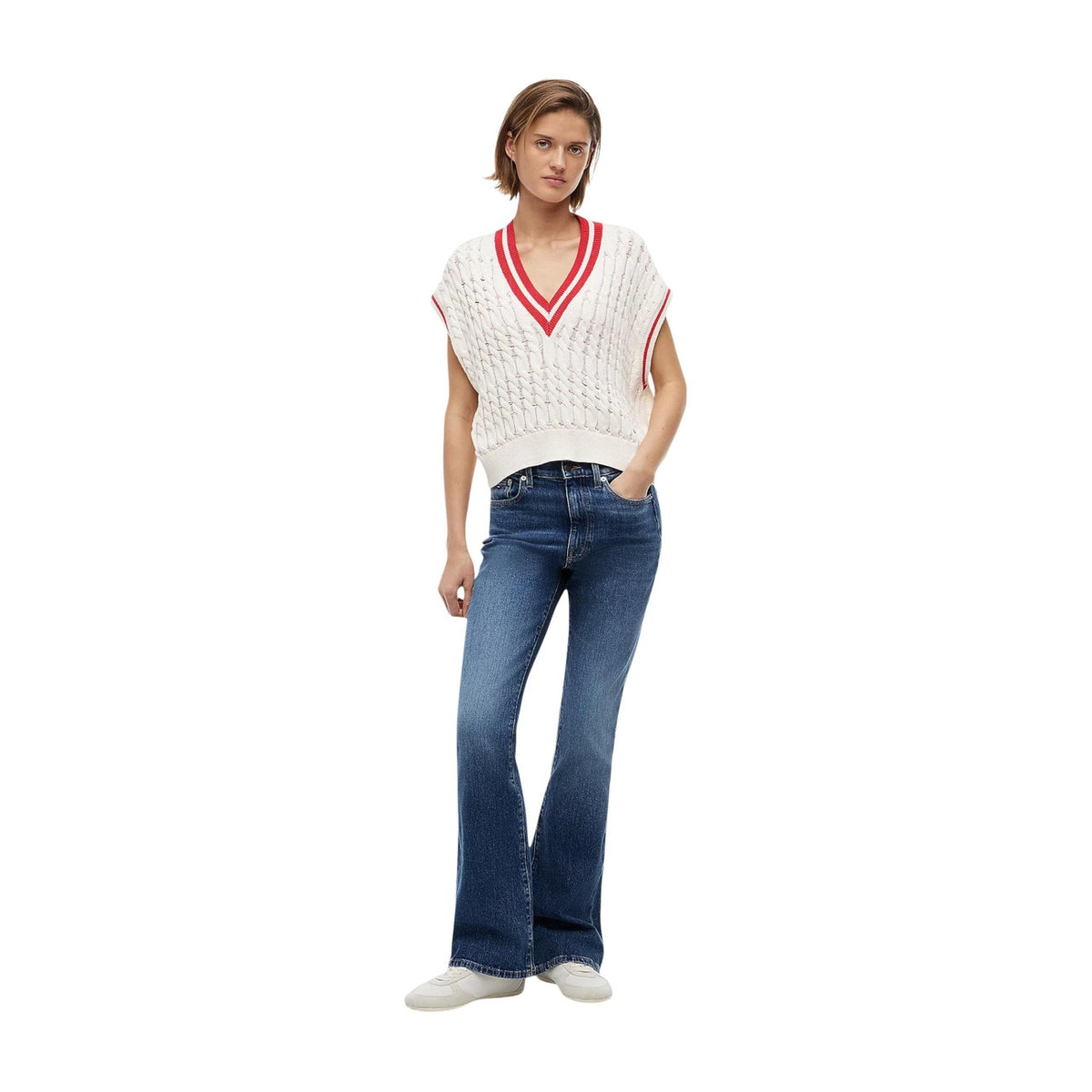 Tommy Jeans — Gilet blanc en coton bio femme — vue 2