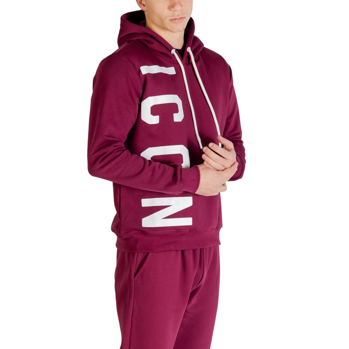 Icon — Sweat à capuche ICUF2W6F003 bordeaux homme — vue 5