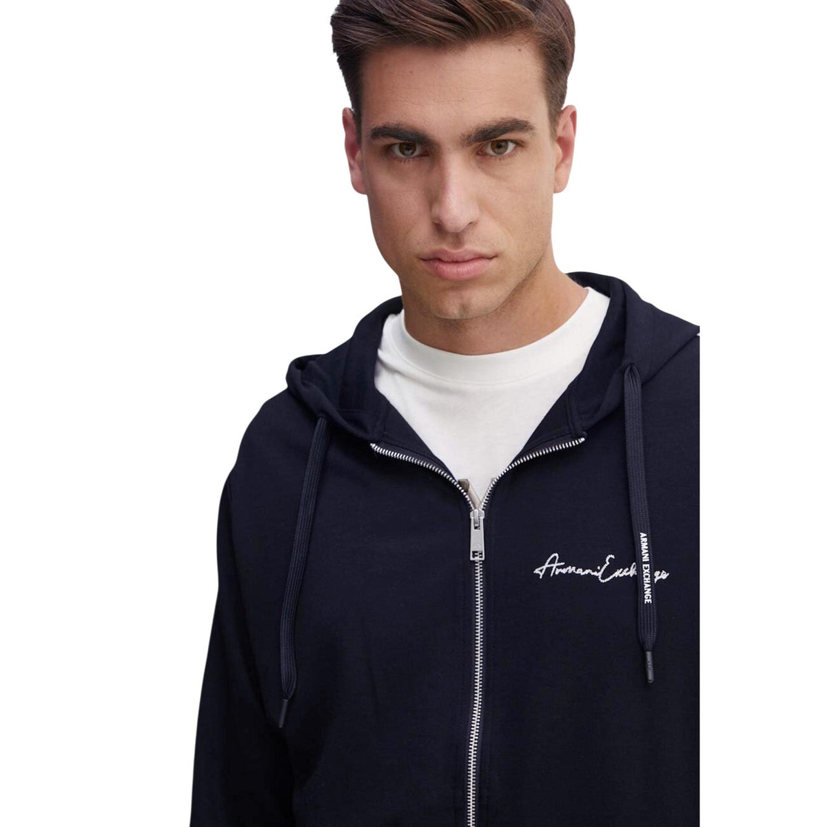 Armani Exchange — Sweat bleu en viscose mélangée homme — vue 4