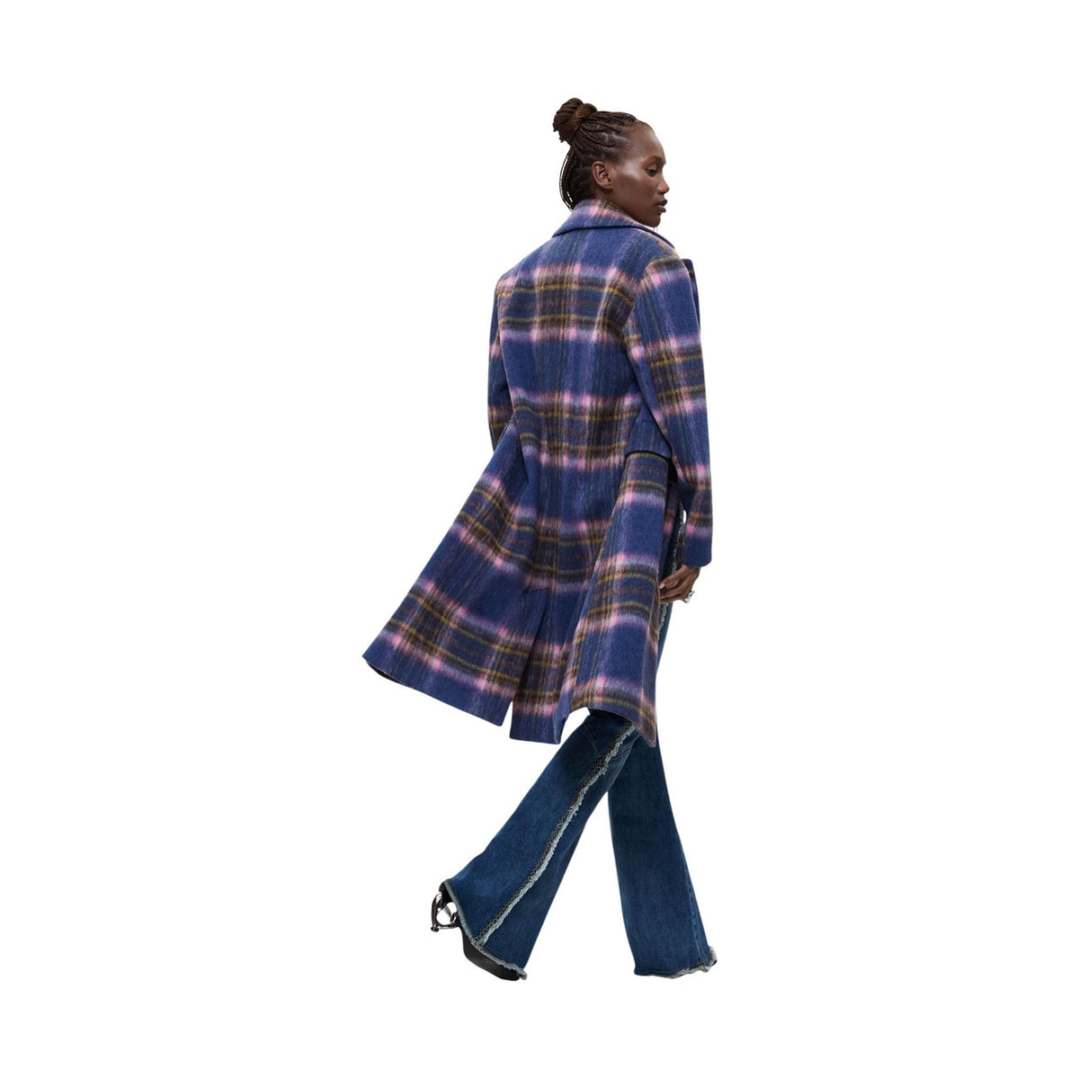Desigual — Manteau Checkered bleu femme — vue 4