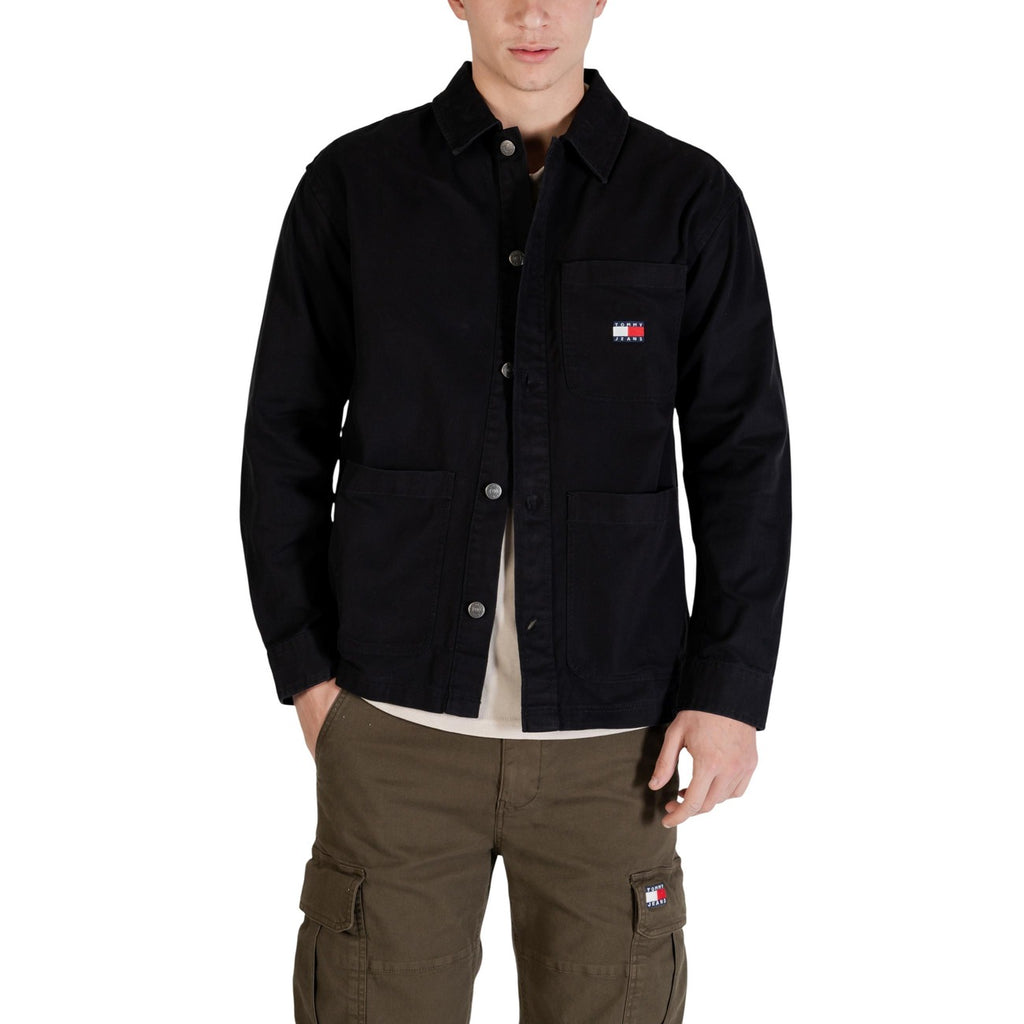 Tommy Jeans — Schwarzes Herrenhemd aus Bio-Baumwolle mit Taschen — Ansicht 3