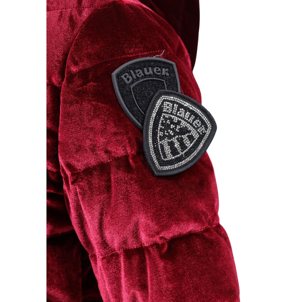 Blauer — Velly down jacket in burgundy velvet for women — view 5