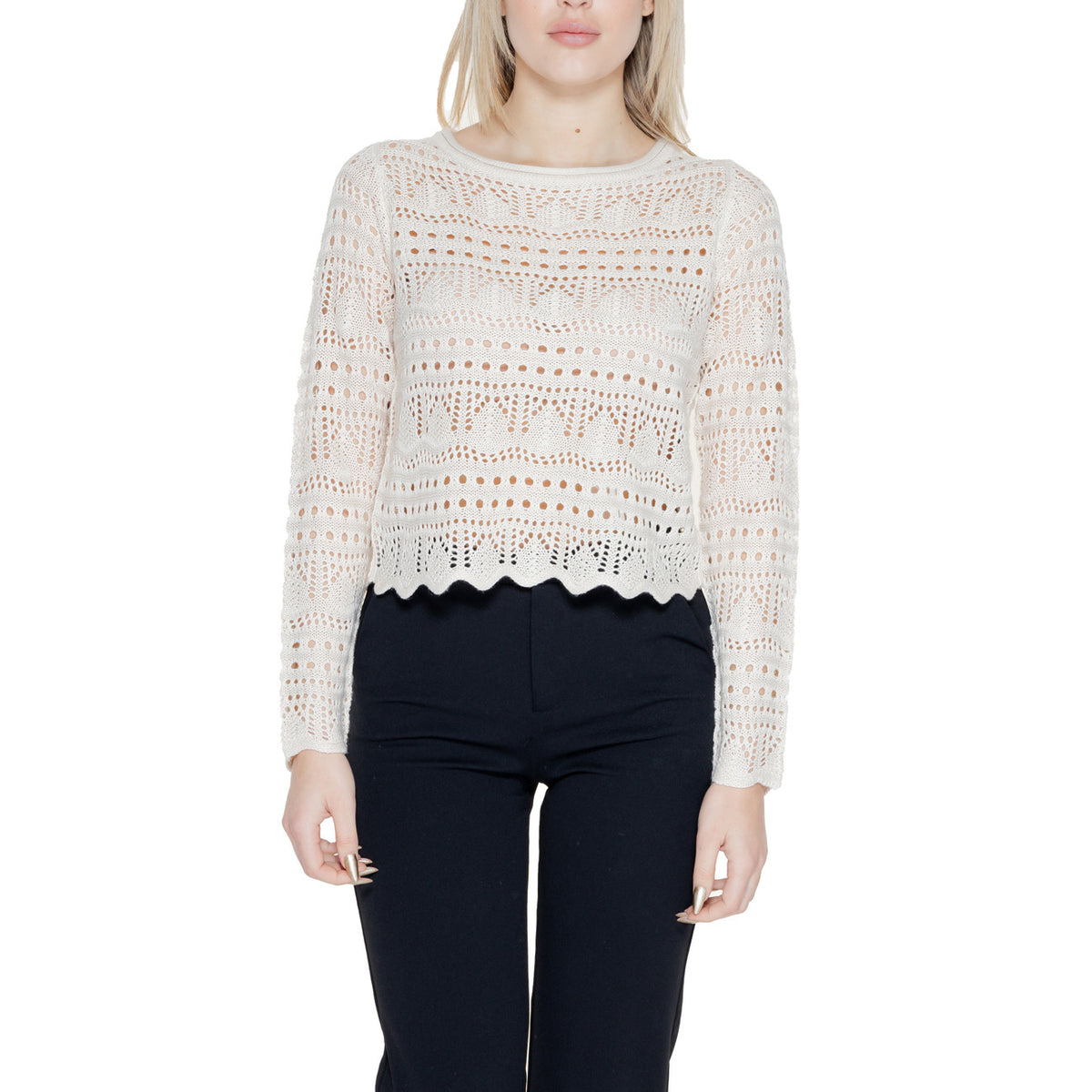 Jacqueline de Yong — Pull 15287384 col rond beige femme