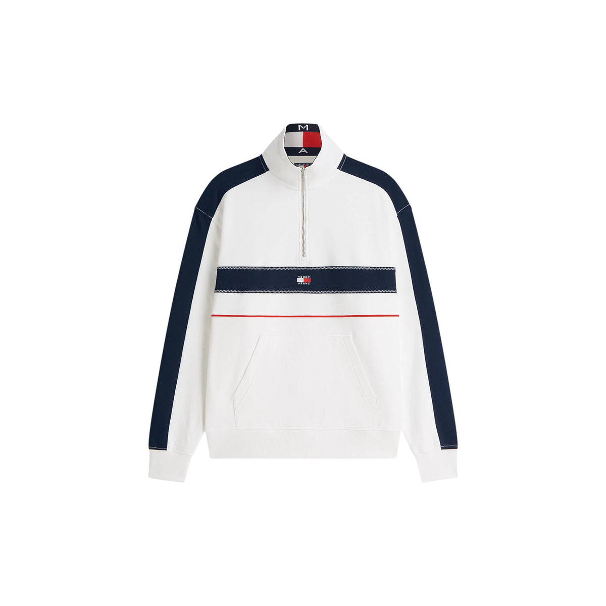Tommy Jeans — Gestreifter weißer Zip-Hoodie für Herren — Ansicht 5