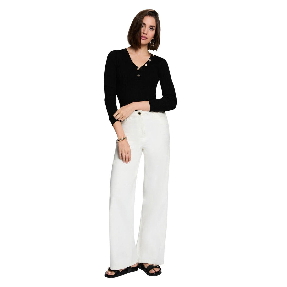 Morgan — Women’s black V-neck sweater — view 5