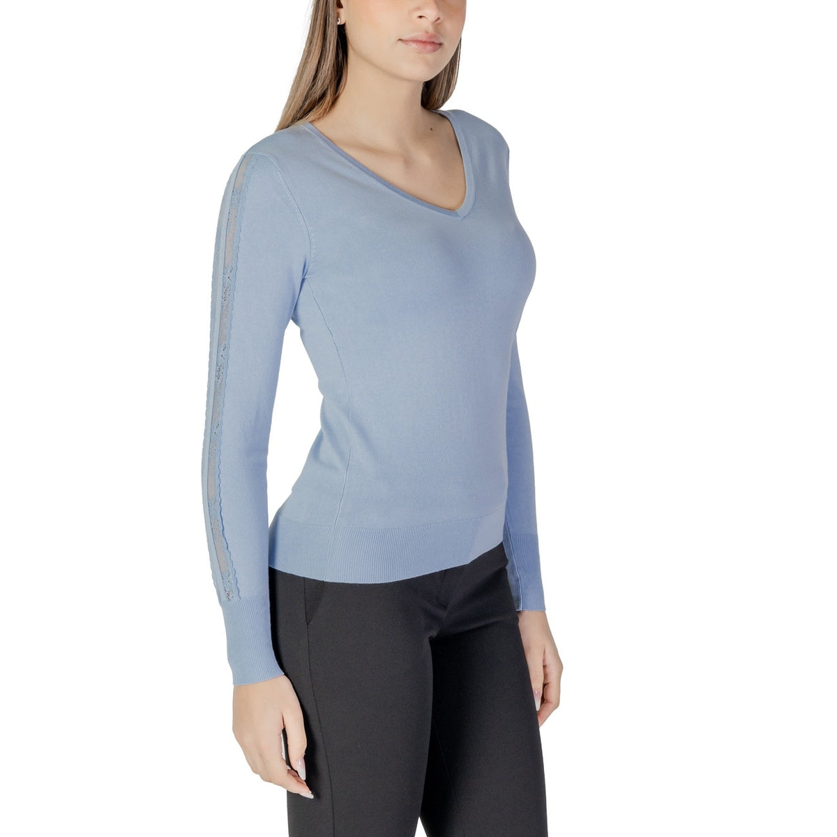 Morgan — Pull col V bleu femme — vue 3