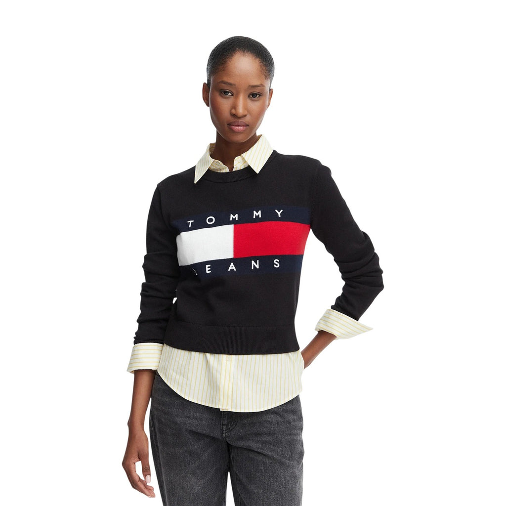 Tommy Jeans — Pull noir en coton bio femme