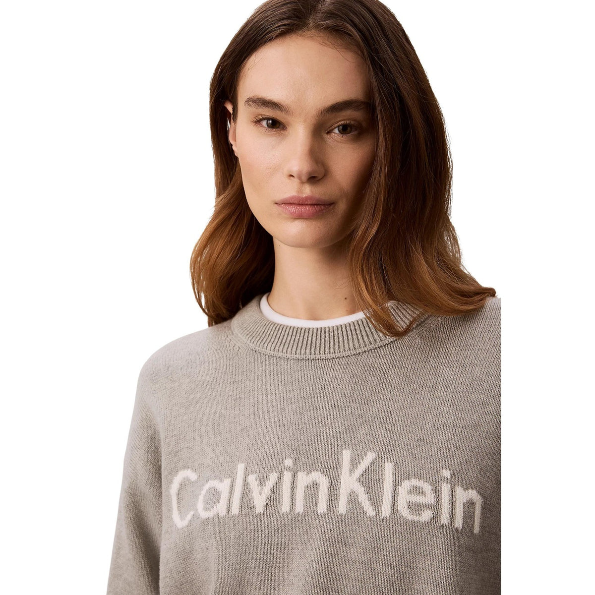 Calvin Klein Jeans — Pull gris à imprimé femme — vue 2