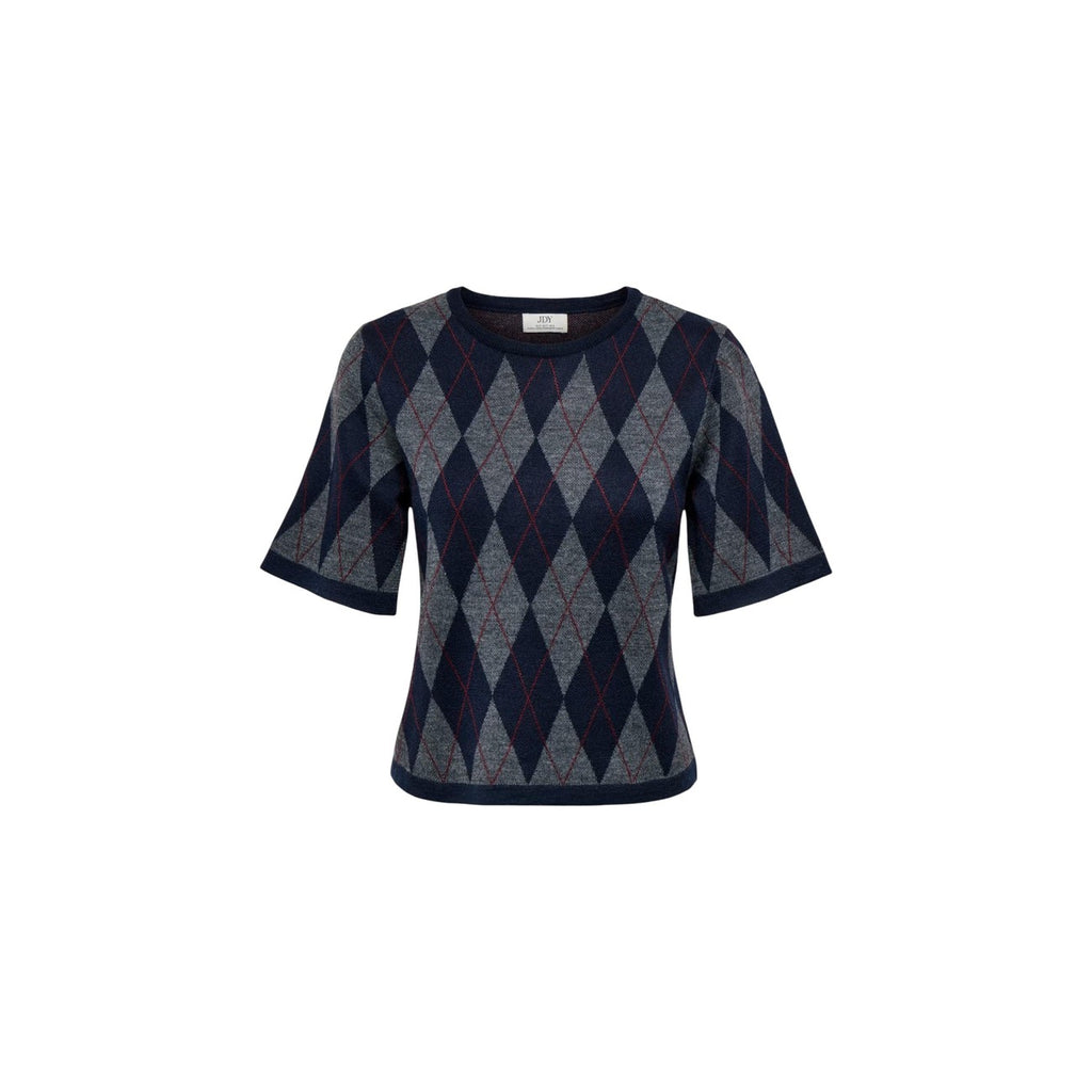 Jacqueline de Yong — Maggy trui met ruiten en korte mouwen blauw dames — afbeelding 2