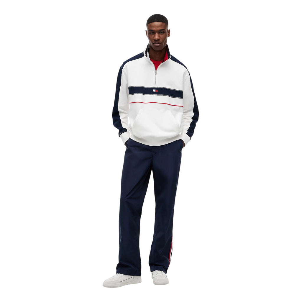 Tommy Jeans — Gestreifter weißer Zip-Hoodie für Herren — Ansicht 2