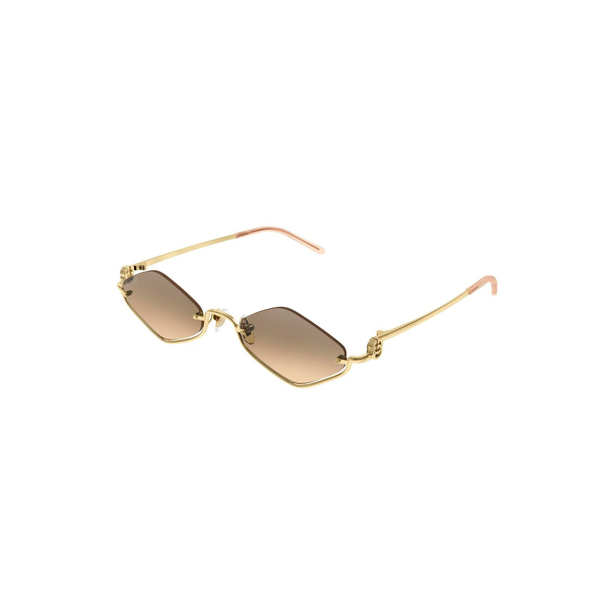 Gucci — Lunettes de soleil géométriques en métal doré femme — vue 2