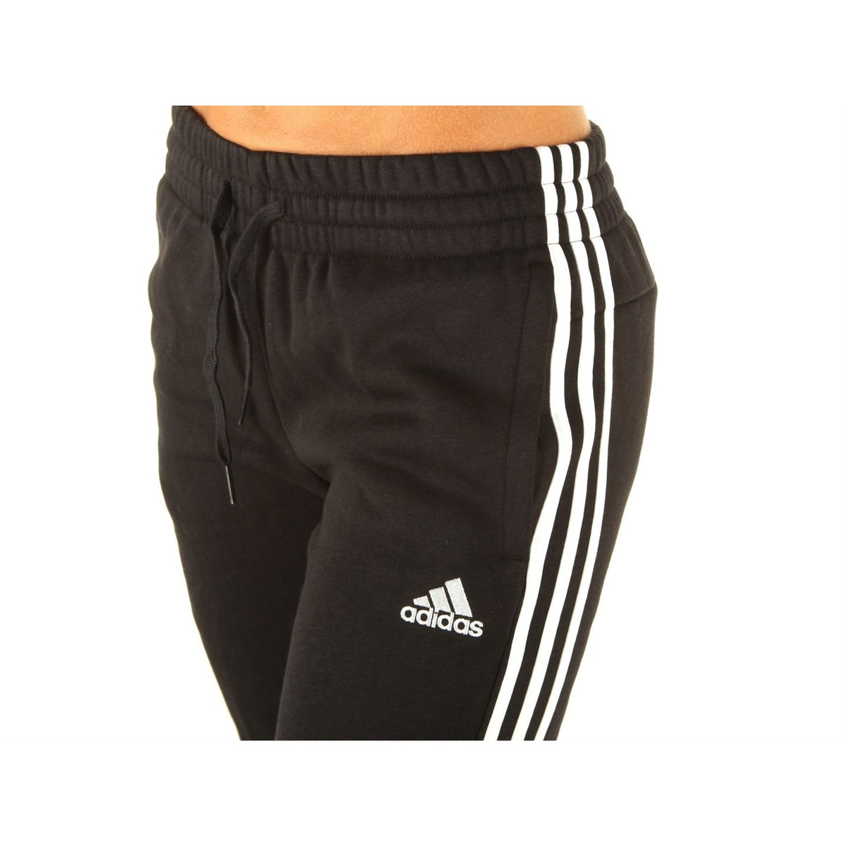 adidas — Essentials Fleece 3-Stripes Pants black women — view 3