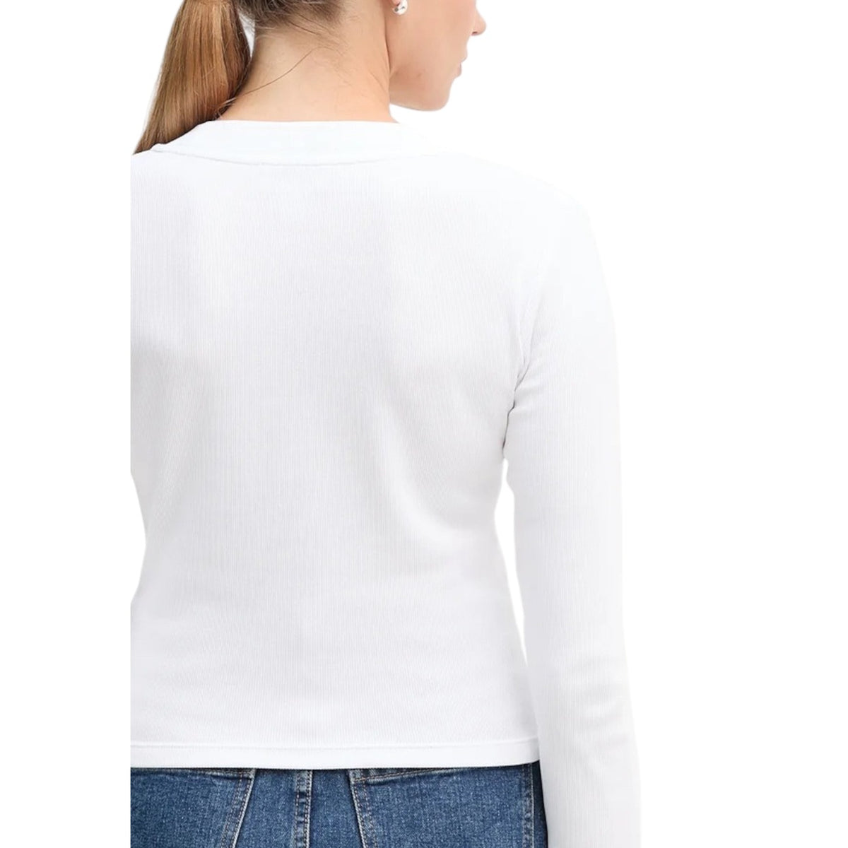 Calvin Klein Jeans – Damen-Stretch-T-Shirt LV047A803G weiß — Ansicht 4