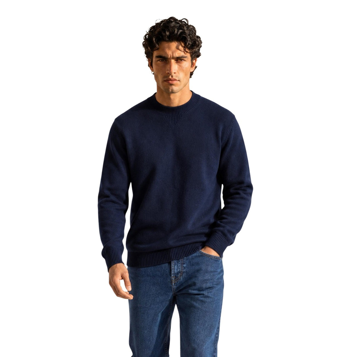 Armani Exchange — Men's blue mixed knit sweater