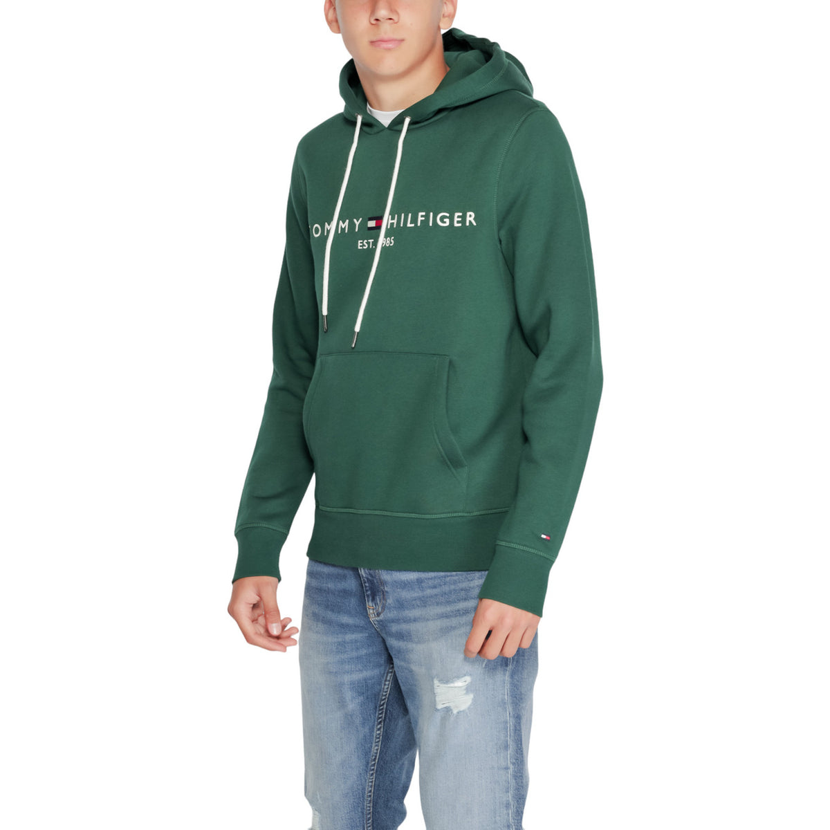 Tommy Hilfiger — Sweat à capuche MW0MW11599 vert homme — vue 3