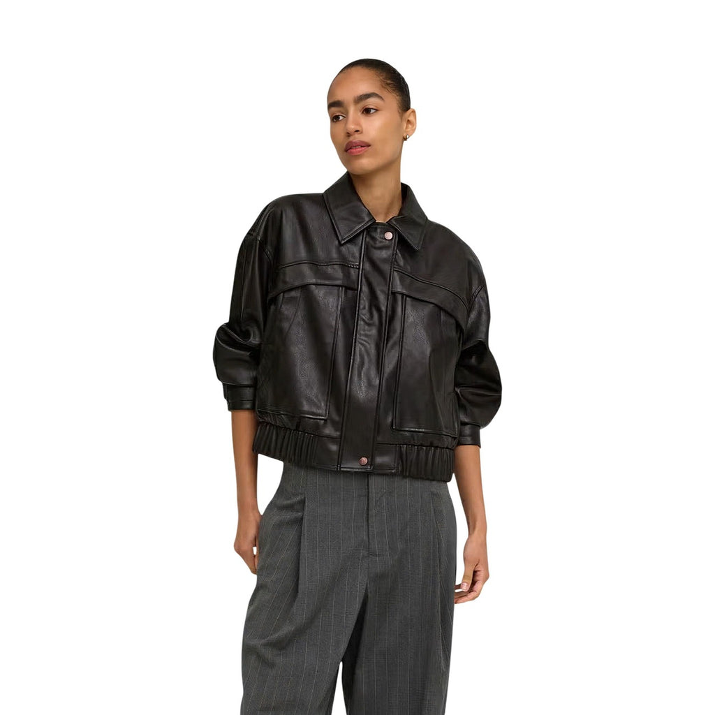 Only — ONLMELLE brown faux leather jacket for women