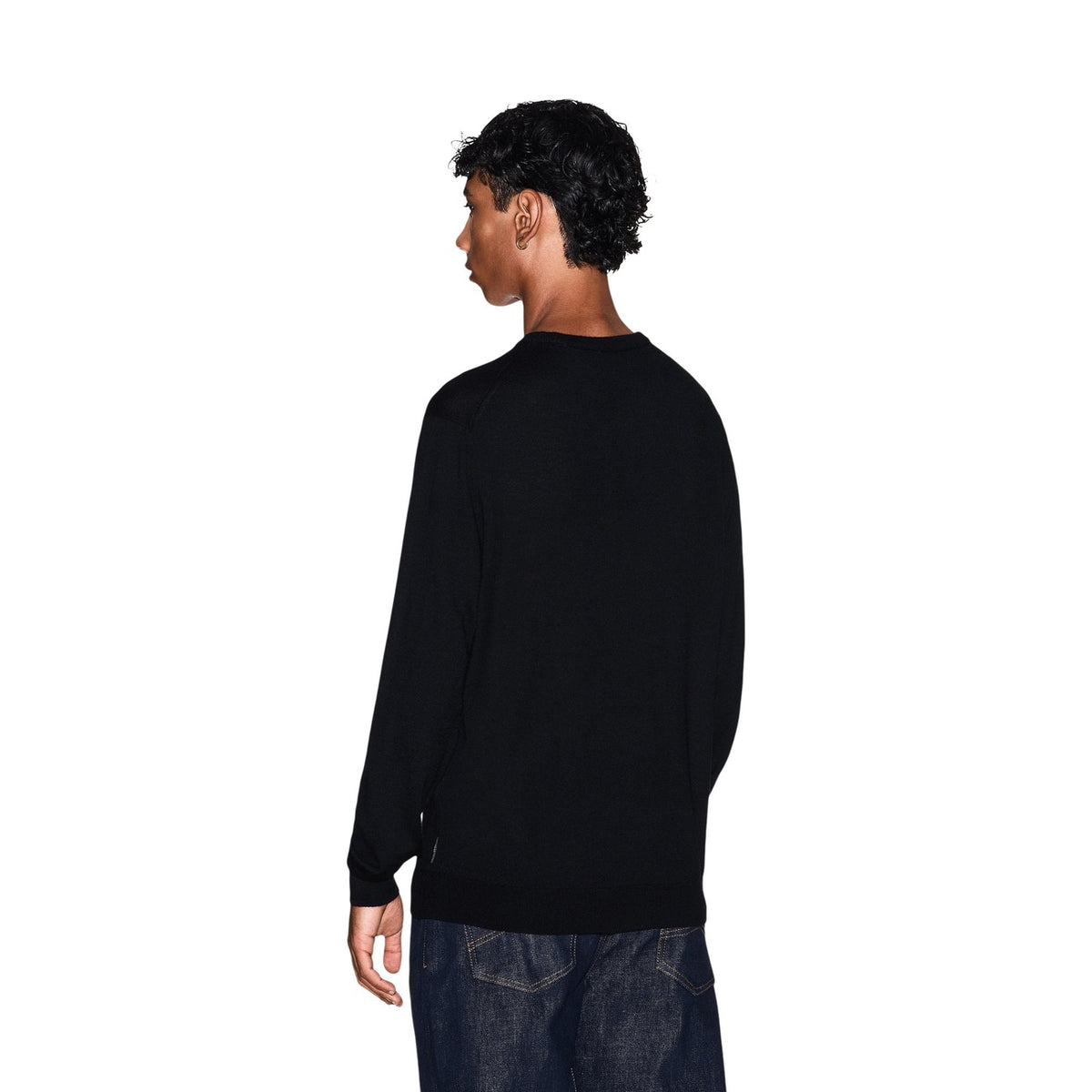 Armani Exchange — Men’s black wool-blend sweater — view 4