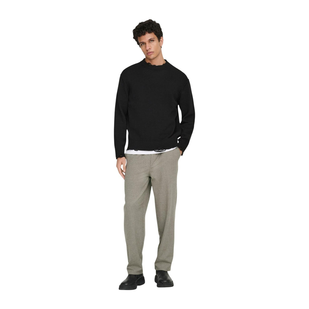 Only & Sons — Pull Tune col rond noir homme — vue 5