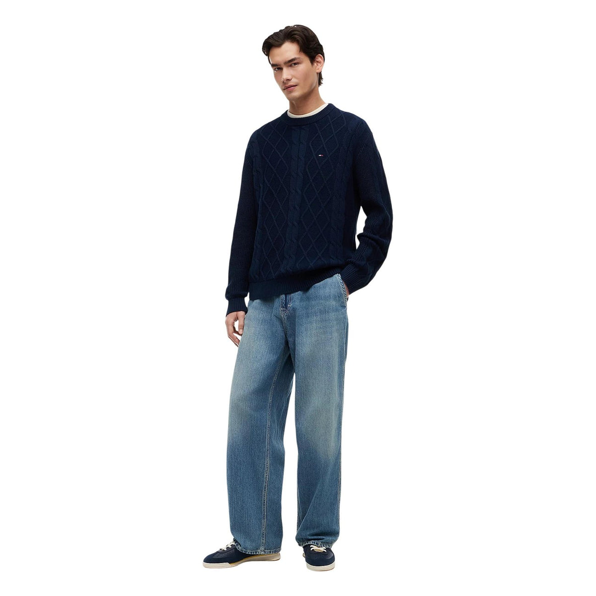 Tommy Jeans — Men’s blue organic cotton sweater — view 2