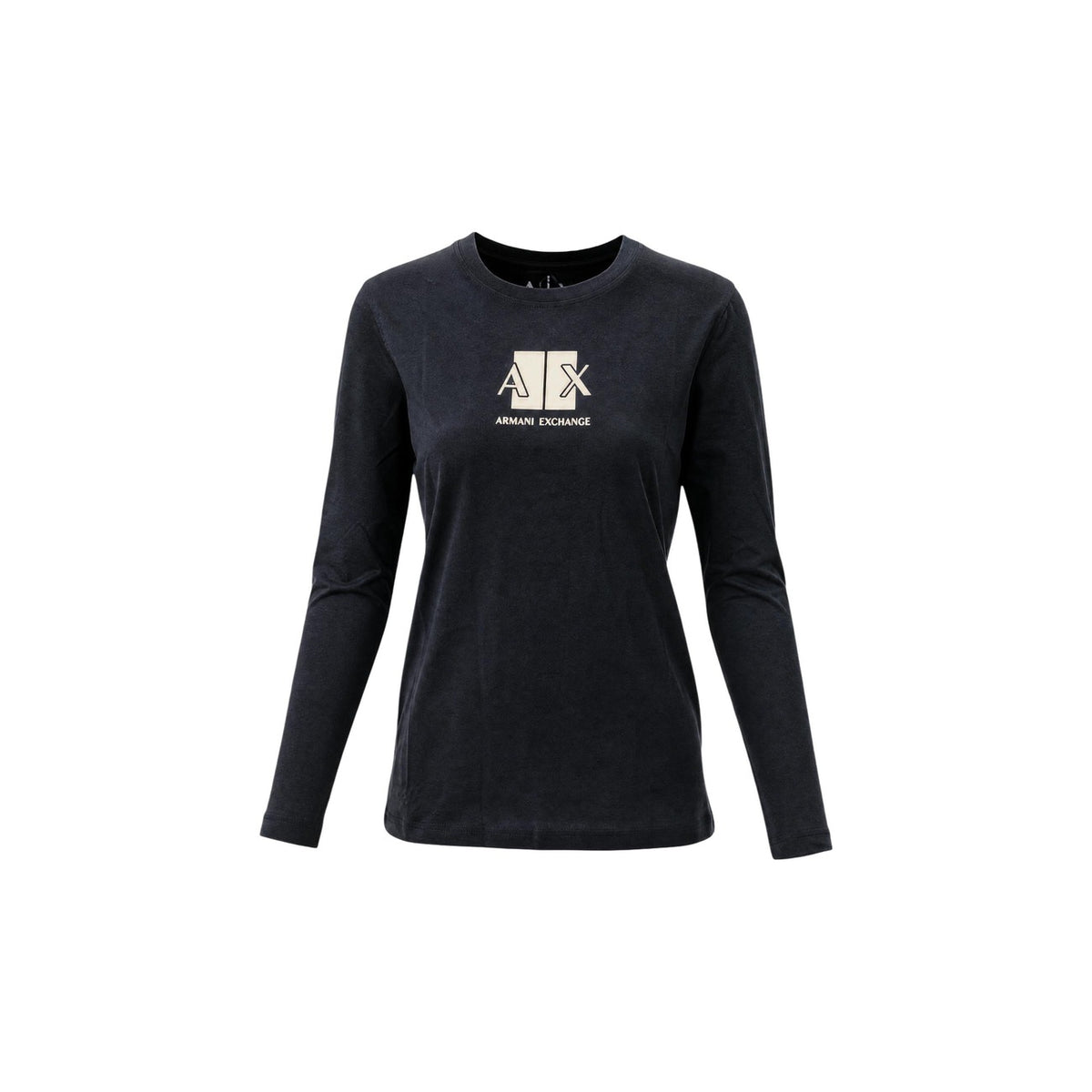 Armani Exchange — Zwart T-shirt met lange mouwen en print voor dames — afbeelding 3