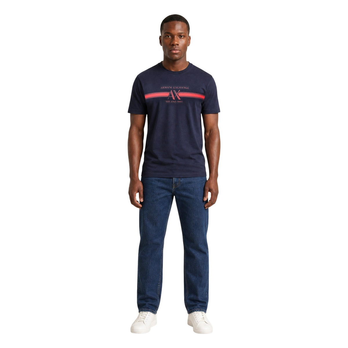 Armani Exchange — T-shirt en coton bleu homme — vue 3