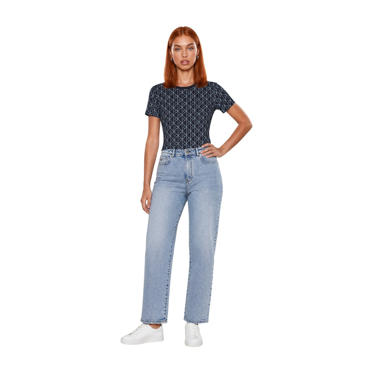 Calvin Klein Jeans — Damen-T-Shirt in Blau — Ansicht 4