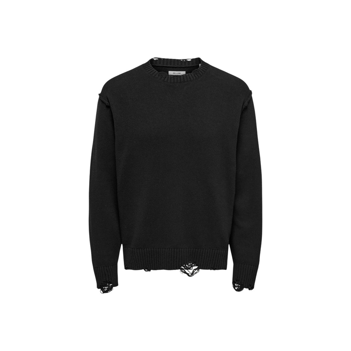 Only & Sons — Pull Tune col rond noir homme — vue 3