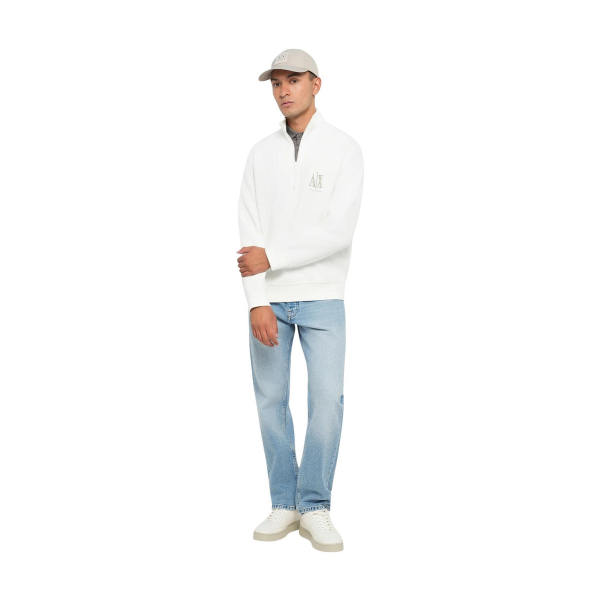 Armani Exchange — Bedruckte Sweatjacke für Herren in Weiß — Ansicht 2