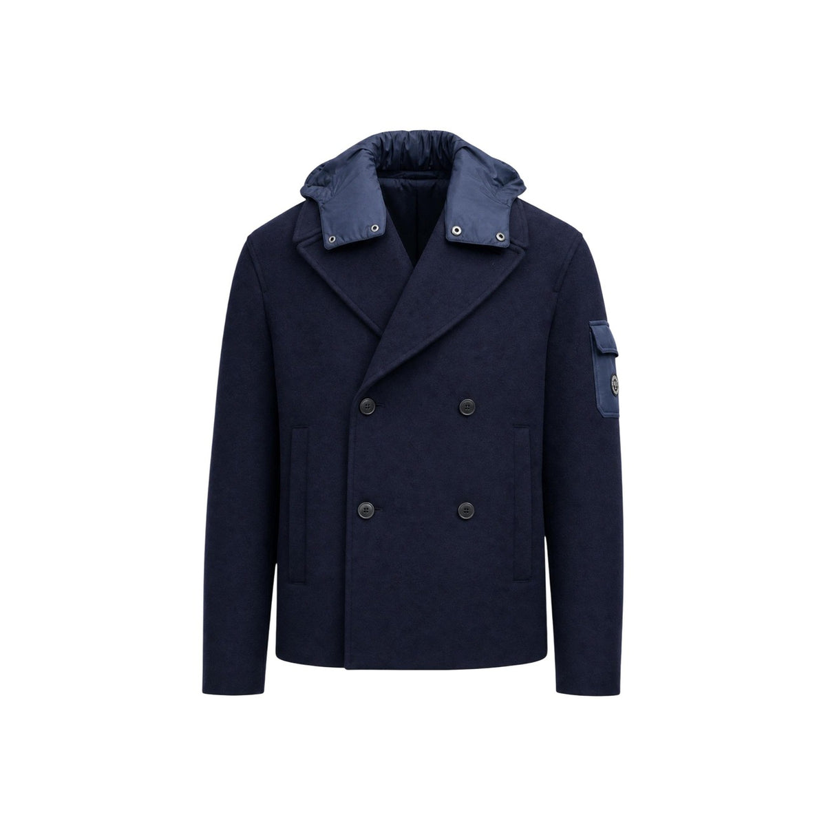 Armani Exchange — Blouson laine mélangée bleu homme — vue 2