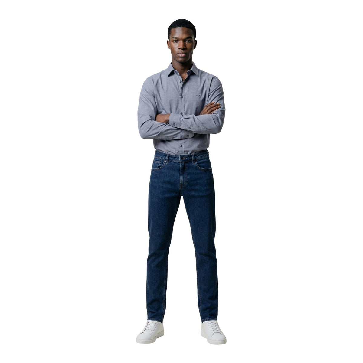 Armani Exchange — Chemise bleue homme — vue 4