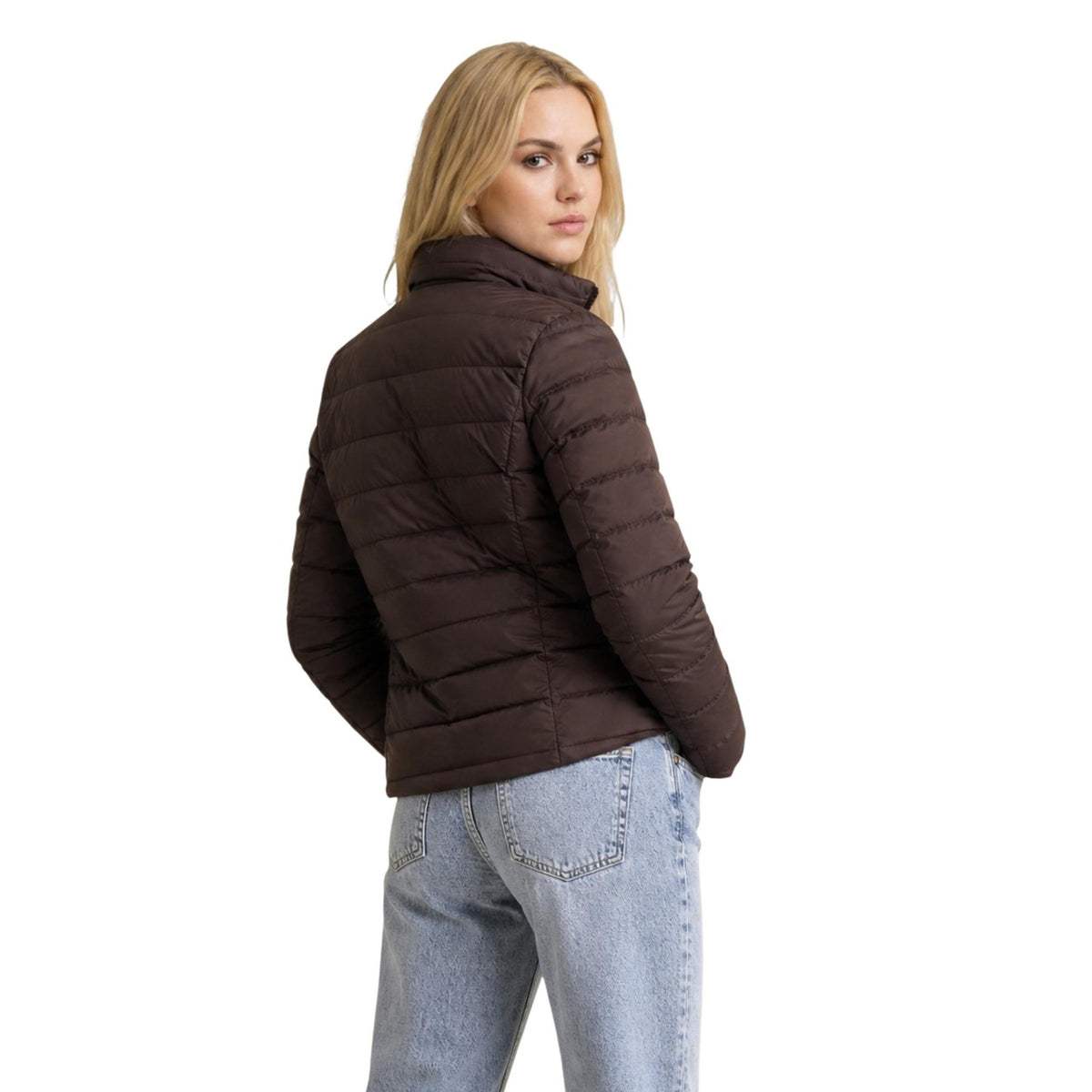 Guess — Veste Solid Heavy Diann Pu femme - coloris marron — vue 3